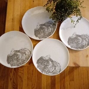Charming Turkey Design Dinner Plates - Set of 4